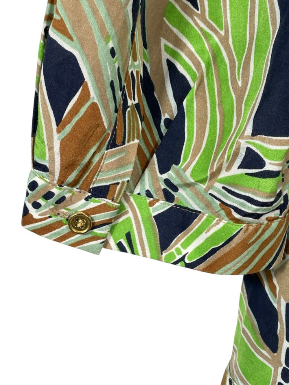 Talbots Silk Cotton Abstract Print Tie Neck Blouse Top Size 10 - Picture 8 of 11
